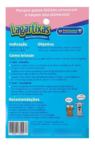 Imagem 2 de 4 de Brinquedo Interativo P/ Gatos Pet Games Lagartixas Sortidas