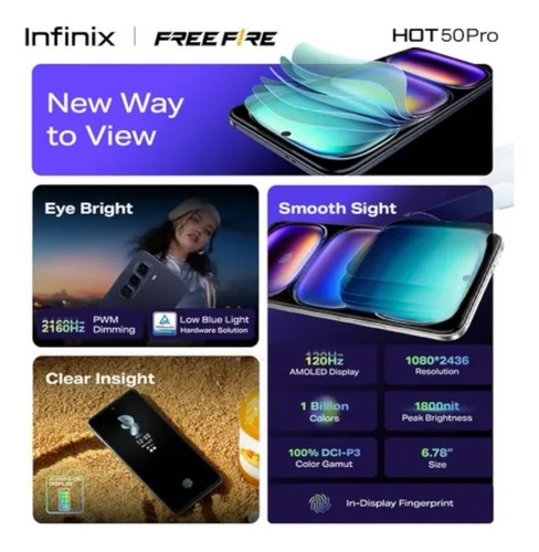 Infinix Hot 50 Pro Dual Sim 256gb 8gb Ram Nfc Amoled Ip54 Titanium Grey