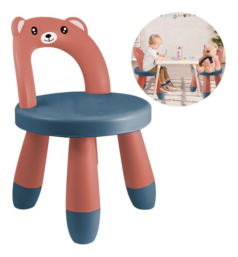 Mini Silla Infantil De Plástico Asiento De Etapa Preescolar Color Azul/Rosa