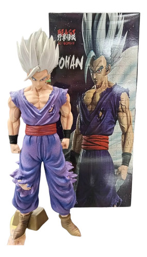 Figura 3d Gohan Colección Dragon Ball Pelo Blanco Macizo