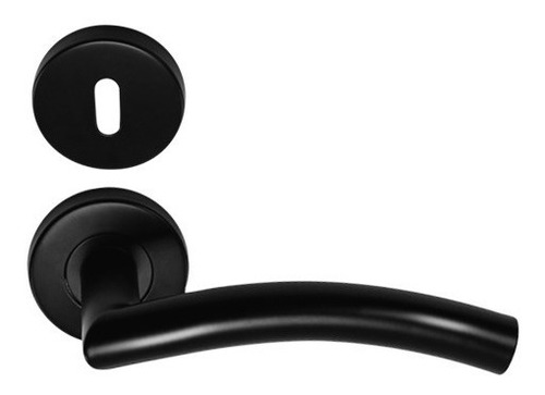 Imagen 2 de 7 de Manija Picaporte Acero Inoxidable Negro Oval Con Bocallaves