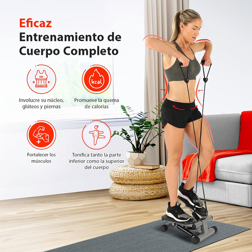 Mini Stepper Escaladora Y Bandas De Resistencia. Sunny Healt Negro
