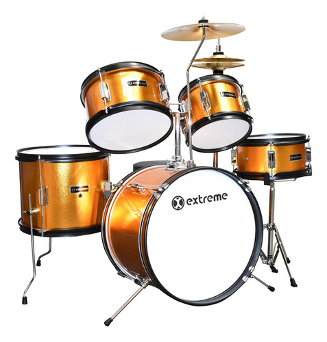 Bateria Junior Naranja Metalico Extreme Exbt081 Set Completo