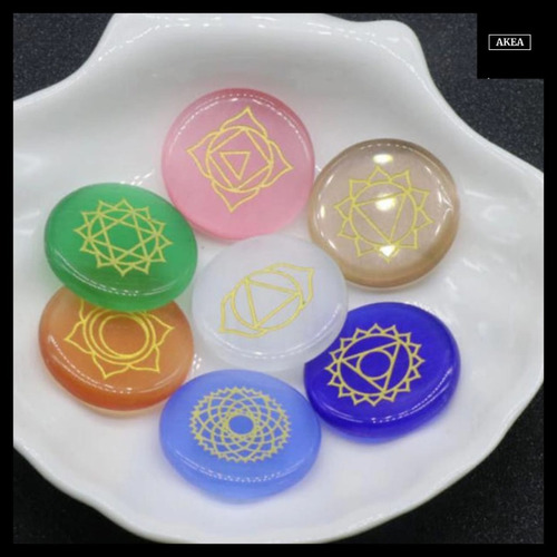 Kit 7 Piedras Chakras Grabadas Con Los Centros Energéticos.