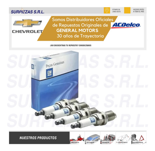 Kit Bujías X 4 Chevrolet Sonic Cruze Tracker 25193473