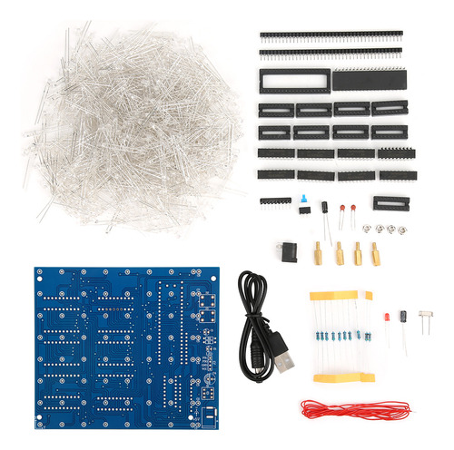 Kit De Led Cuadrado 3d, 8 X 8 X 8, Azul Y Rojo, Hecho A Mano
