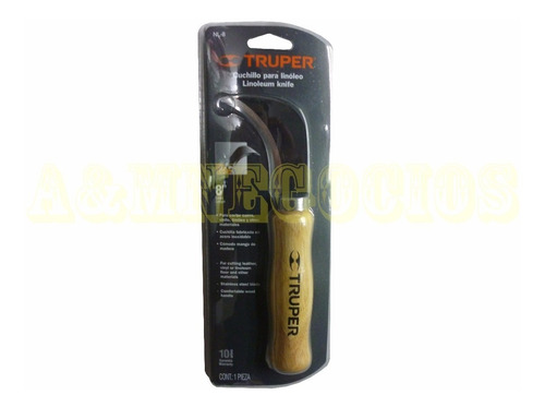 Imagen 3 de 3 de Navaja Multiuso Truper Mango De Madera Para Cortar Cuero