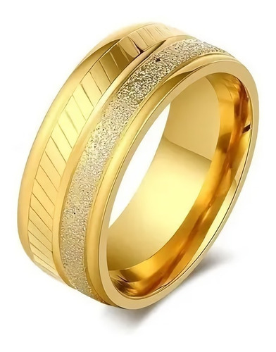 Anillo Acero Inoxidable Argolla Color Oro Doble Lineal Mujer