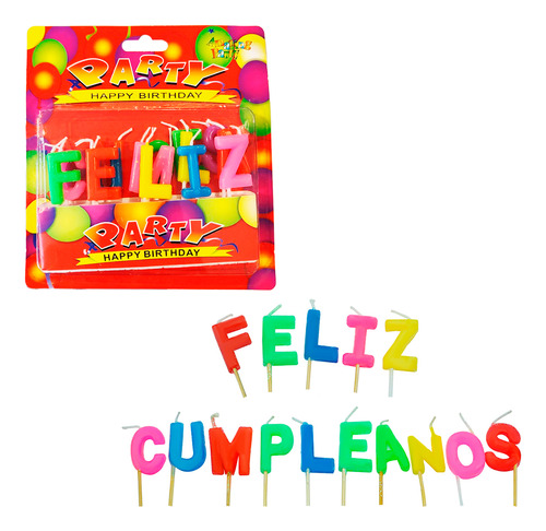 Set Velas Feliz Cumpleaños Multicolor