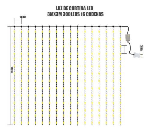 Cortinas Serie Luces 300 Led Navidad Decorativas 3x3m