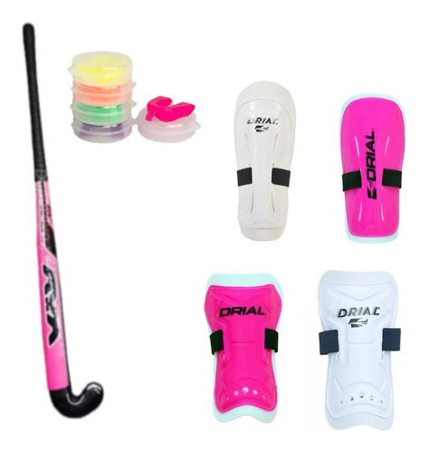 Combo Palo De Hockey Tk + Canilleras + Protector Bucal Envio