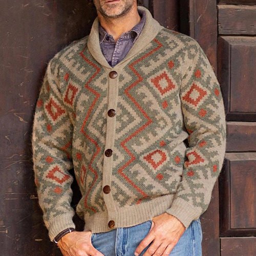 Chaqueta Térmica Buttonsweaters Para Hombre, De Punto Trenza