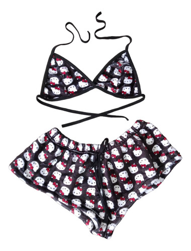Pijama Mujer Conjunto Top Y Short Tela Polar Calientita Dama