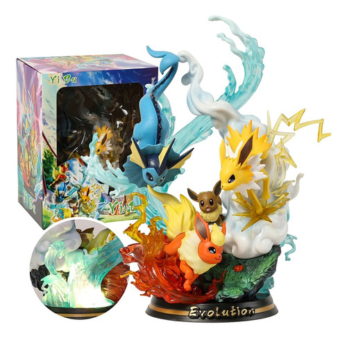 Figura Colección Pokémon Evoluciones Eevee Diorama 28cm Led