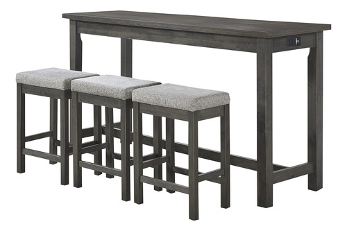 Woodland - Juego De Comedor De 4 Piezas, Color Gris