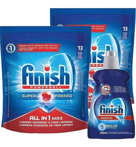 Imagem 2 de 3 de Combo Finish Powerball 26 Tablets + 1 Secante Finish 250ml