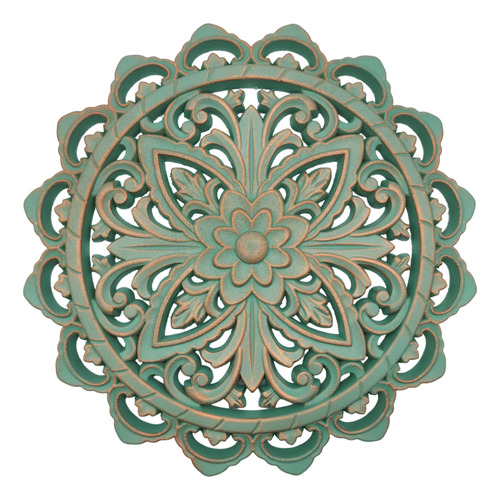 Cuadro De Madera Ornamental Mandala Verde Decoracion Chico