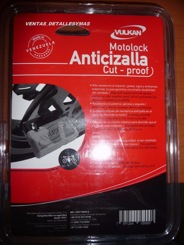 Imagen 3 de 4 de Candado Vulkan Motolock Cisa Anticizalla.