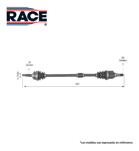 Flecha Homocinetica Toyota Yaris 1.5 2007 Manual Derech Race