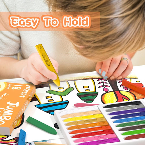 Massrt Jumbo Crayons Para Niños Pequeños, 18 Colores 99% Reg