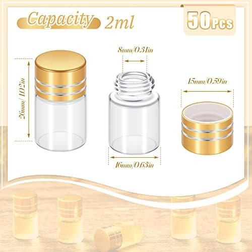 50 Frascos De Vidrio Pequeños, Mini Botellas Transparentes P
