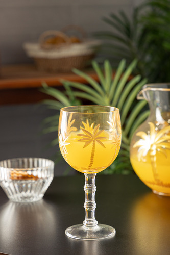 6 Taças Wolff Palm Gold De Acrílico 500ml