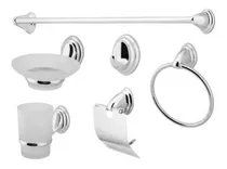 Comprar Juego Accesorio Para Baño 6 Piezas Cromado Metalico