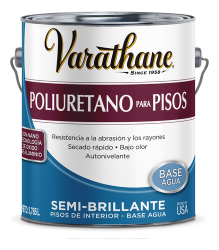 Poliuretano Pisos Base Agua Semi Brillante Varathane  X4lts.