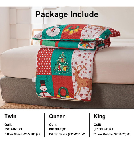 Smuge Navidad Colcha Colcha Sets Queen Size - Reversi...