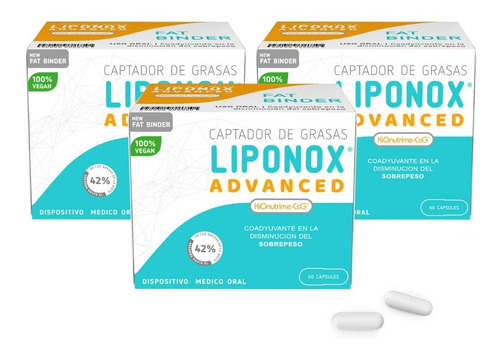 Imagen 1 de 4 de Pack 3 Captador De Grasa Liponox Advanced - Mayor Potencia