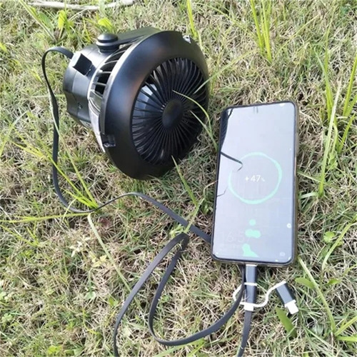 Ventilador Solar Recarregável Lanterna Dois Em Um