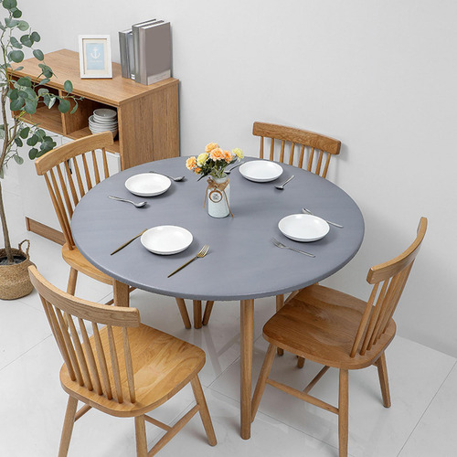 Mantel Redondo Lavable Para Mesa De 60 Pulgadas Gris-plata