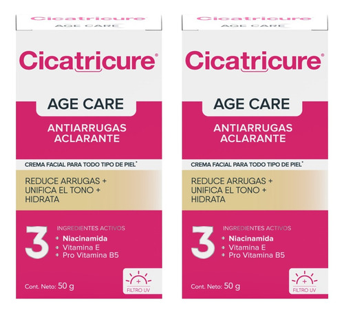 Pack Cicatricure 02 Age Care Antiarrugas Aclarante 50g C/u