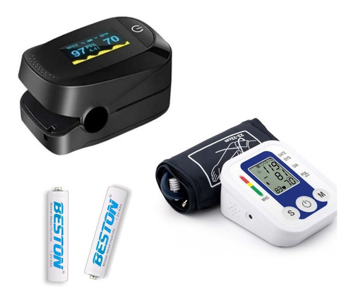 Imagen 1 de 5 de Combo Tensiómetro Digital De Voz + Oxímetro De Pulso + Pilas