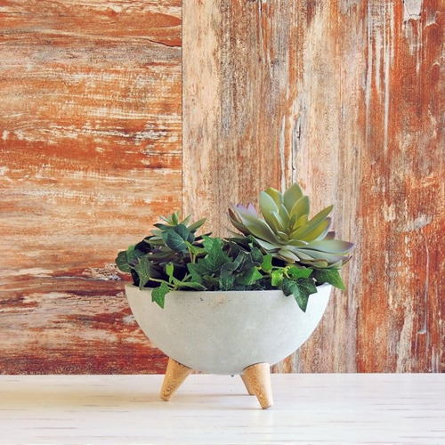 Matera Cemento Bowl Con Patas 21.5x12.5x21.5cm Gris