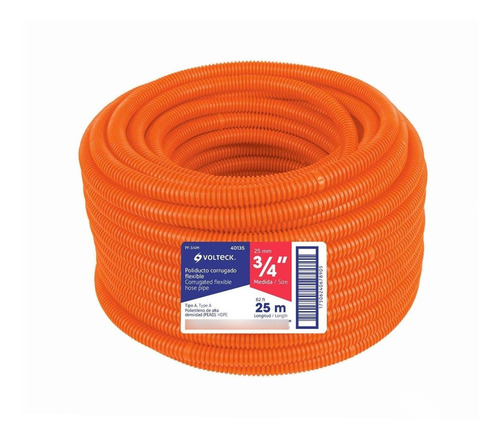 Poliducto Corrugado Flexible, 3/4', Rollo 25 M, Volteck 4013