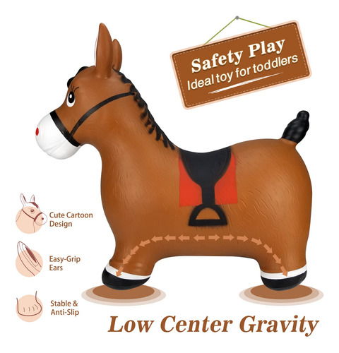 Caballo De Salto Inflable Inpany Bouncy Horse Marrón Color