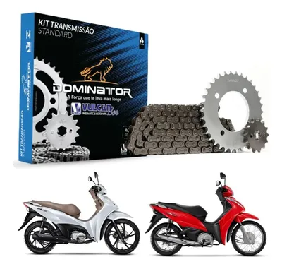 Kit Relação Transmissão Biz 125 2005/2026 Biz 110i 2016-2024 Prateado