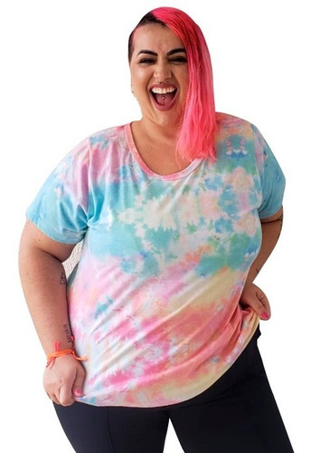 Camiseta Acinturada Plus Size Wonder Size Tiedye Eco