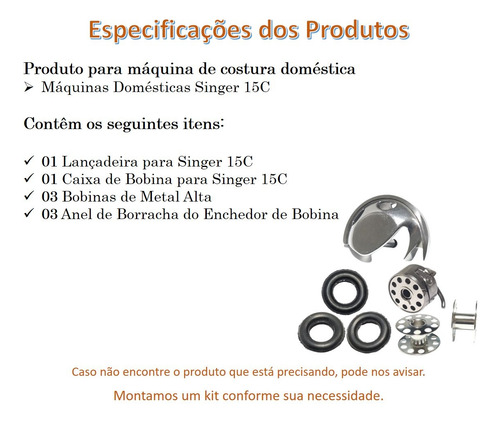 Lançadeira Caixa Bobina Anel Borracha Singer 15c Domésticas