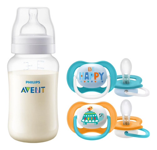 Pack Mamadera Anticolic 330 Ml + 2 Chupetes 6-18m 