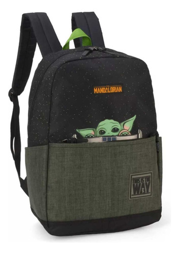 Mochila Escolar Baby Yoda Preto The Mandalorian - Luxcel Lux