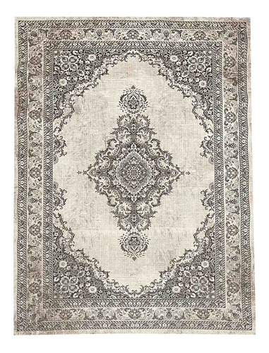 Imagen 2 de 10 de Alfombra Tipo Persa Natural Gris Grande 150x200cm Kreatex