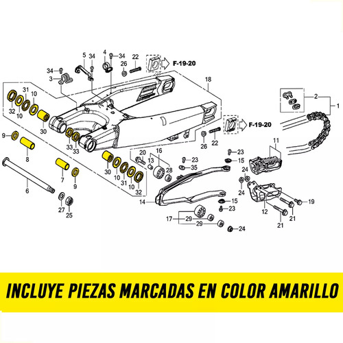 Kit Bujes Reparacion Horquillon Honda Crf 250 R 2014 A 2017