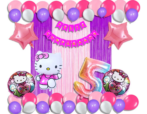 Kit Decoración Globos Metálicos (48 Piezas) - Hello Kitty