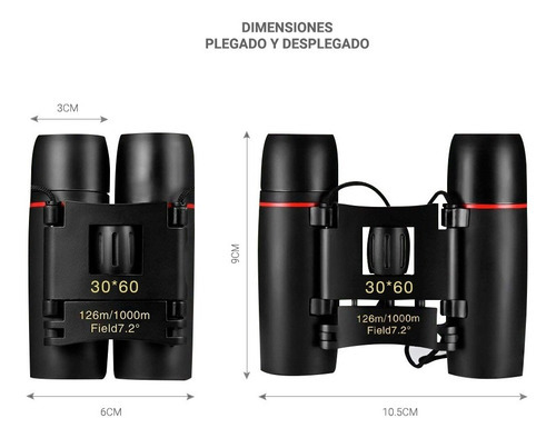 Imagen 7 de 7 de Binocular Largavista Prismatico Mini 30x60 Caza Avistaje Color Negro
