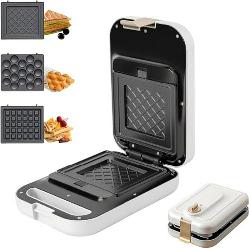 Plancha 3 En 1 Para Waffles, Panqueques Y Sándwiches Con Tem