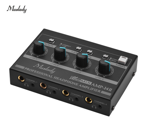 Imagen 3 de 9 de Muslady Amp-14 - Amplificador Para Auriculares (4 Canales, E