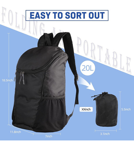 Fweaad Mochila De Senderismo, Resistente Al Agua, Ligera, Plegable