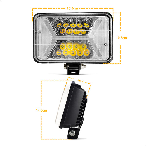 Farol De Led P F1000 Com Seta Alta Potência 96w Adaptação